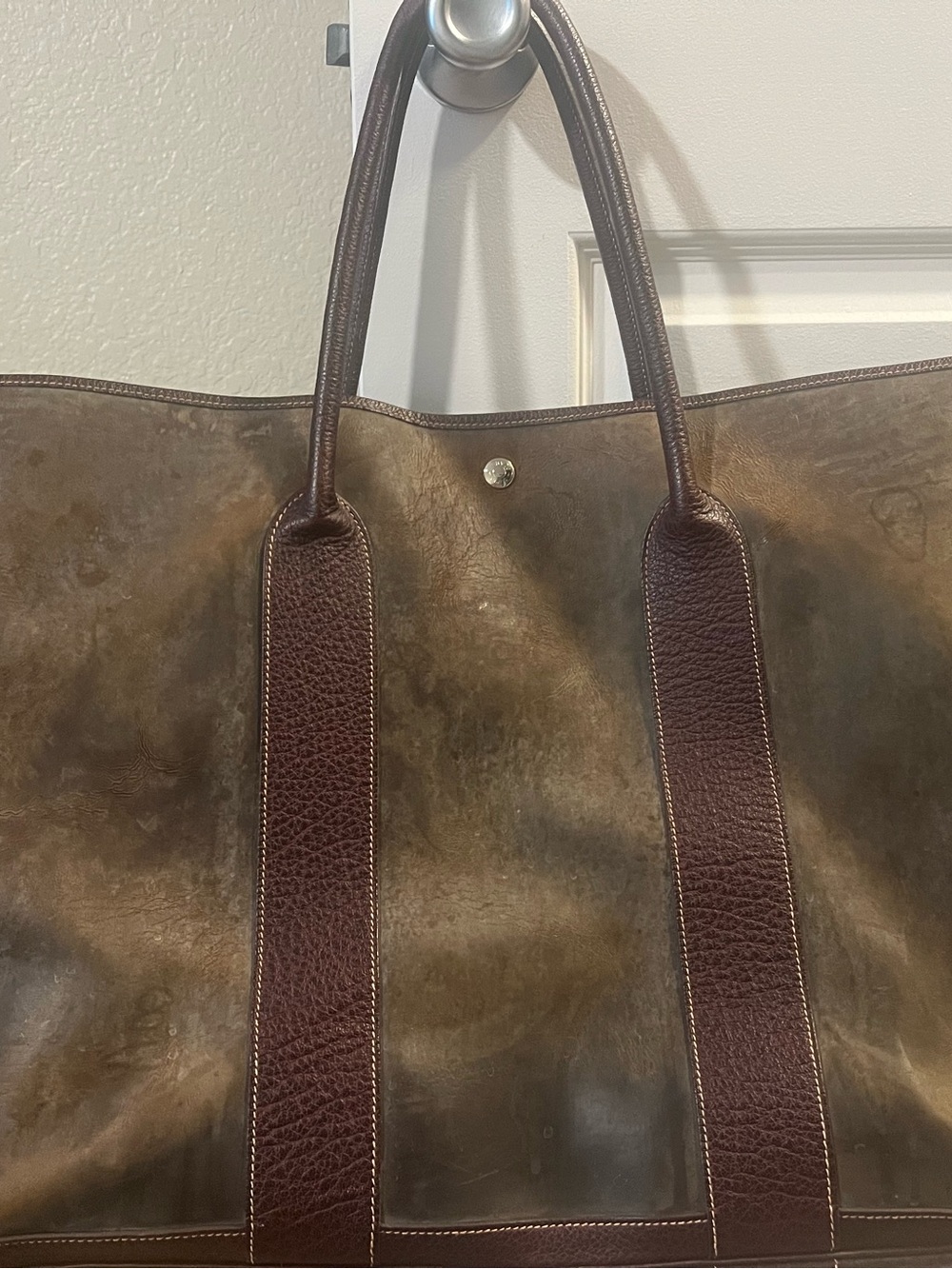 Vintage Hermès Amazonia leather Large Brown garden party Tote Bag - Picture 5 of 14